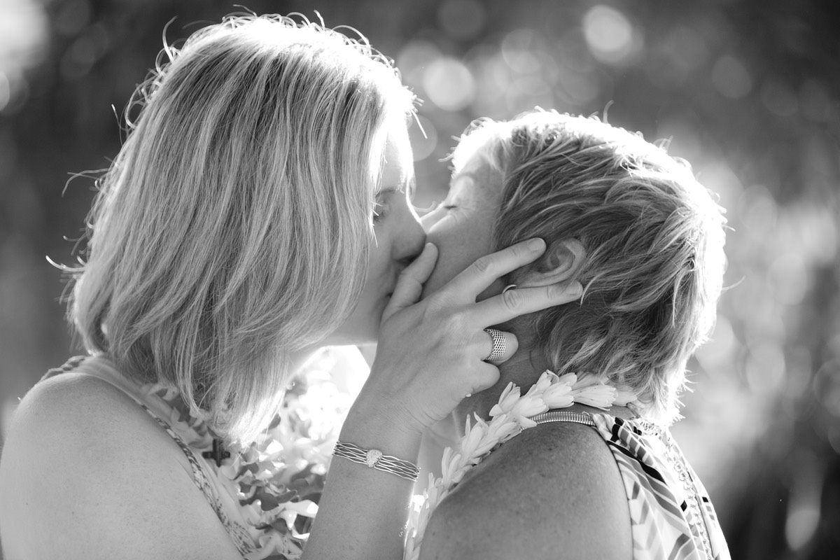 LGBT wedding kiss Kauai