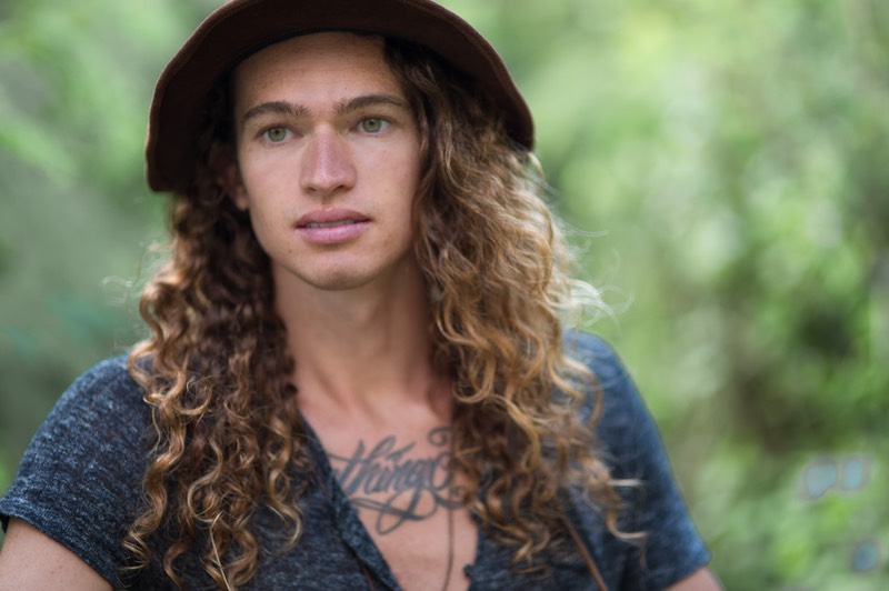 Close shot Kauai male model Steven Sedalia