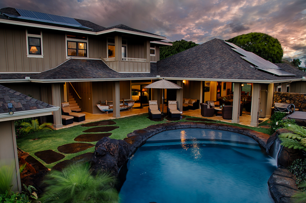 Inviting swimming pool Kauai sunset